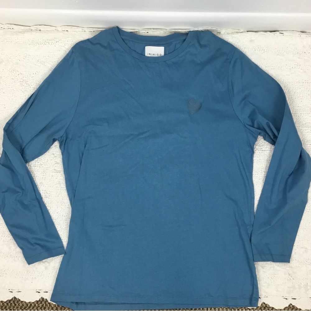 INIMIGO Classic Embroidered Heart Long Sleeve Organic Cotton T Shirt XL - Picture 3 of 9